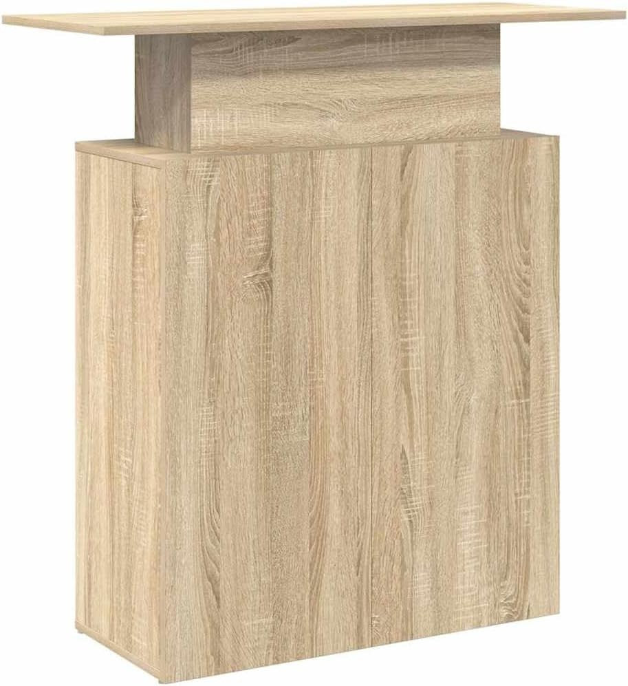 Sonoma Oak Reception Desk 100x40x104cm Modern Counter with Storage Shelves