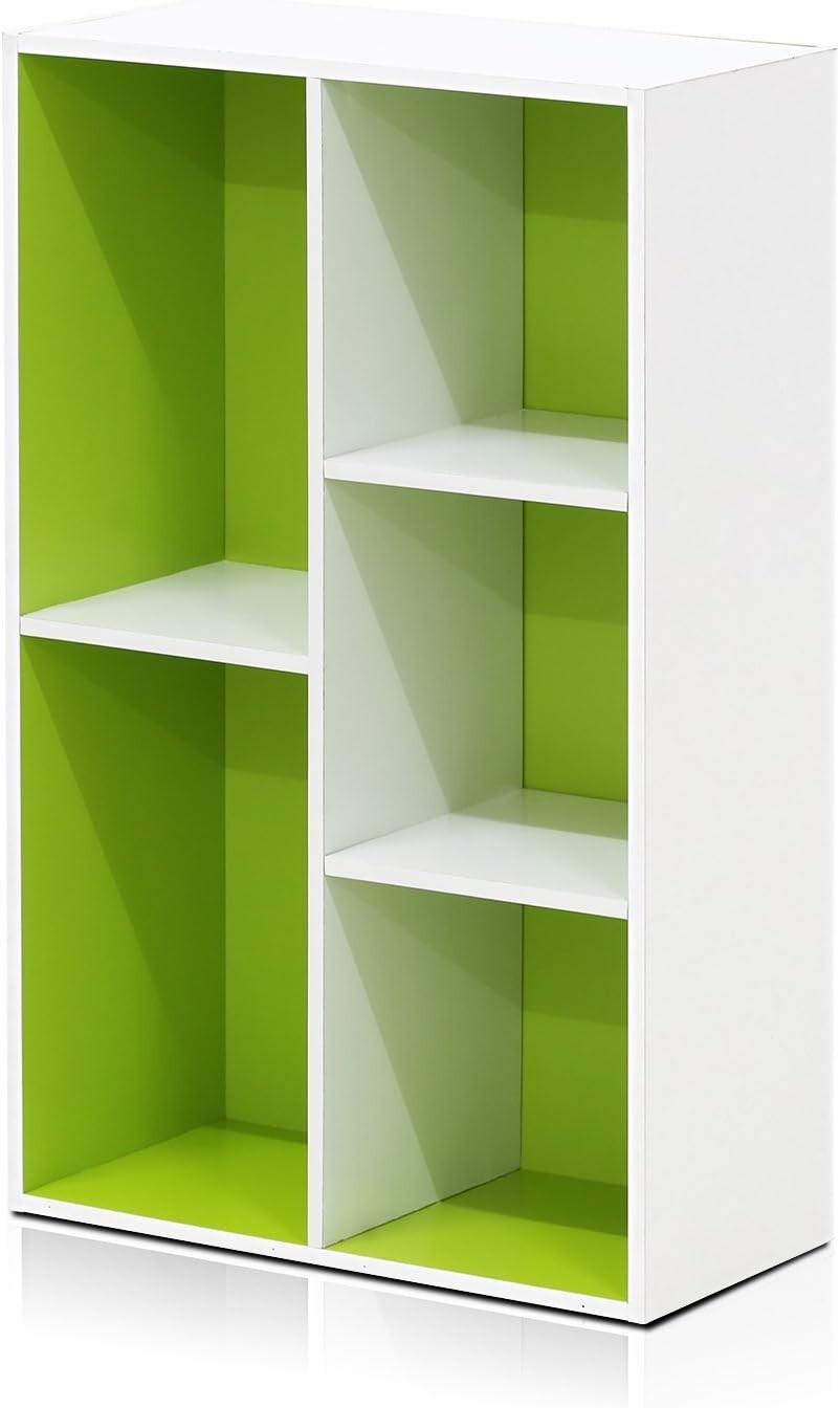 5 Cube Bookcase Storage Open Shelf Compact Organizer Bookshelf Display Green