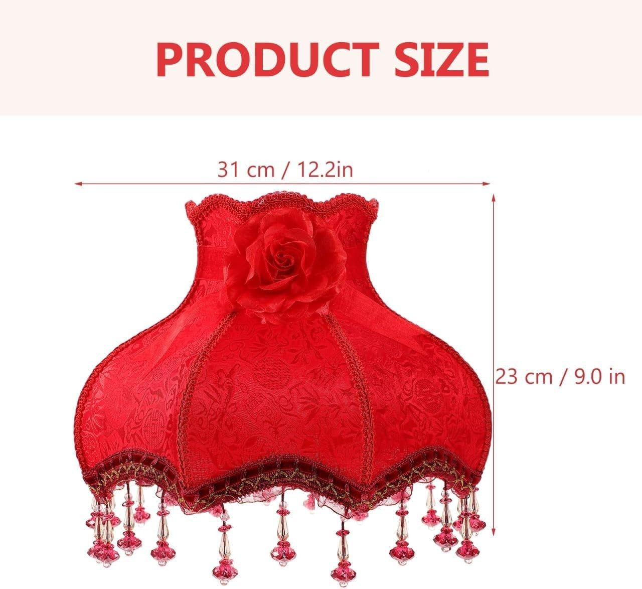 Vintage Red Lace Lampshade Fabric Beaded Table Floor Lamp Shade E27