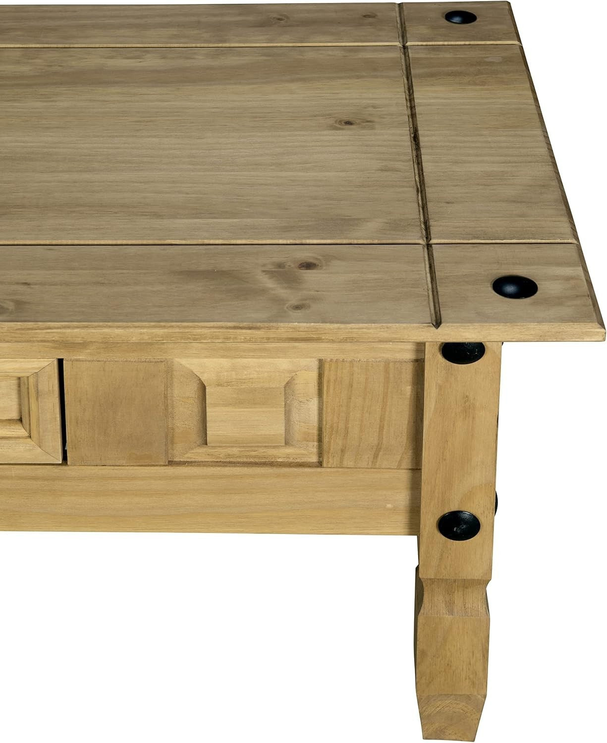 Solid Pine Coffee Table with Drawer & Wax Finish, Rectangular 95x50cm