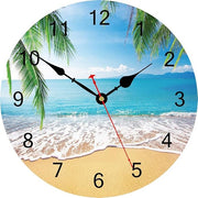14" Tropical Palm Tree Wall Clock Silent Beach Coastal Summer Home Decor