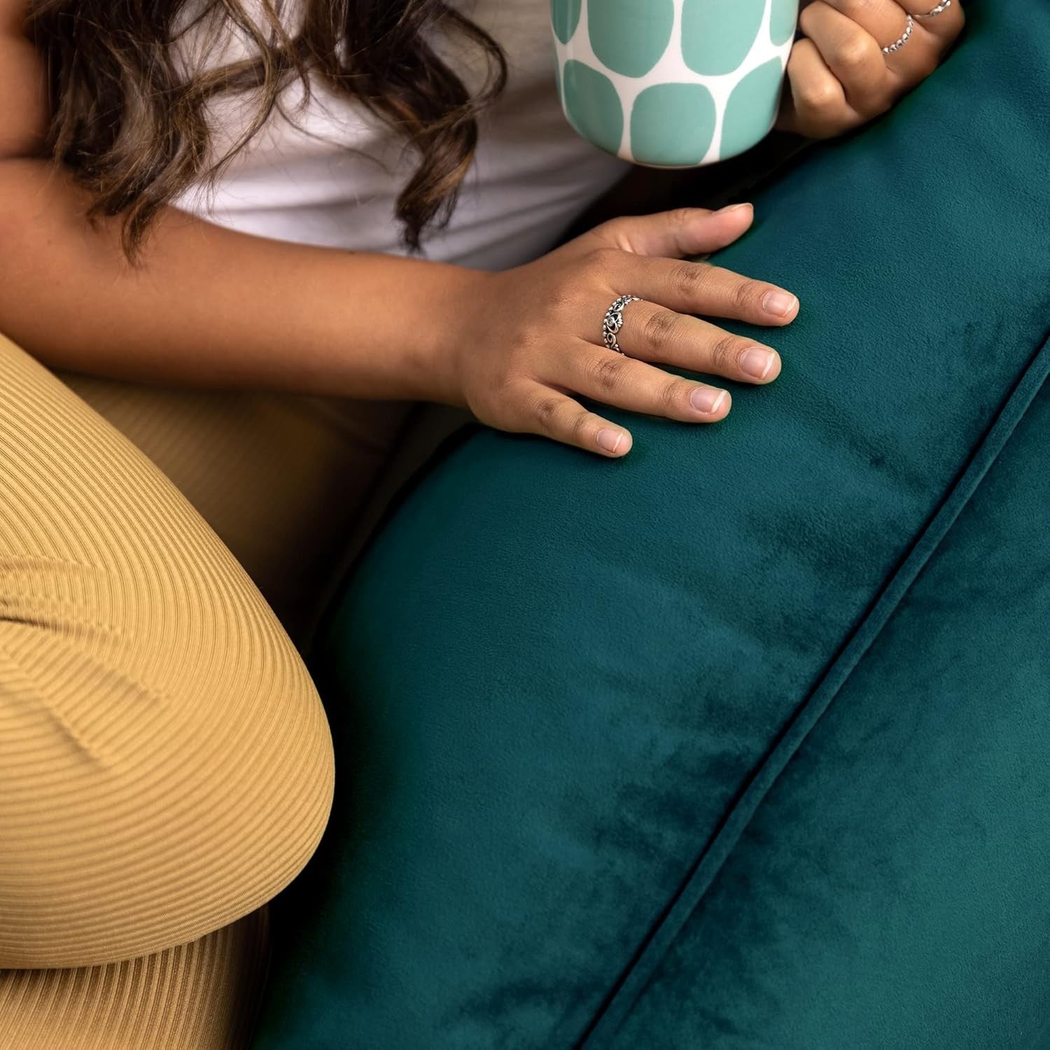 Teal Green Velvet Bean Bag Chair Adult Armchair Lounge Soft Seat Sofa