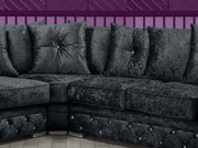 Luxury Black Crushed Velvet L-Shape Corner Sofa 5 Seater Memory Foam Cushions