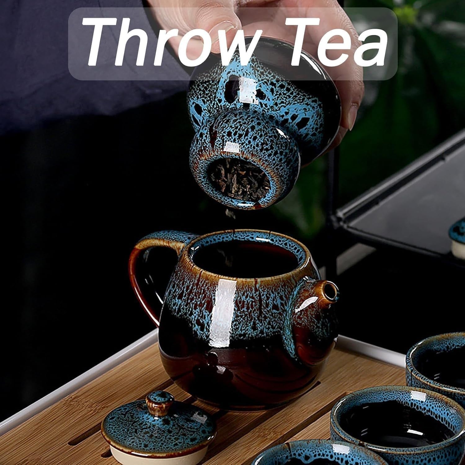 Portable Porcelain Kung Fu Tea Set Travel Teapot Cups Bamboo Tray Bag