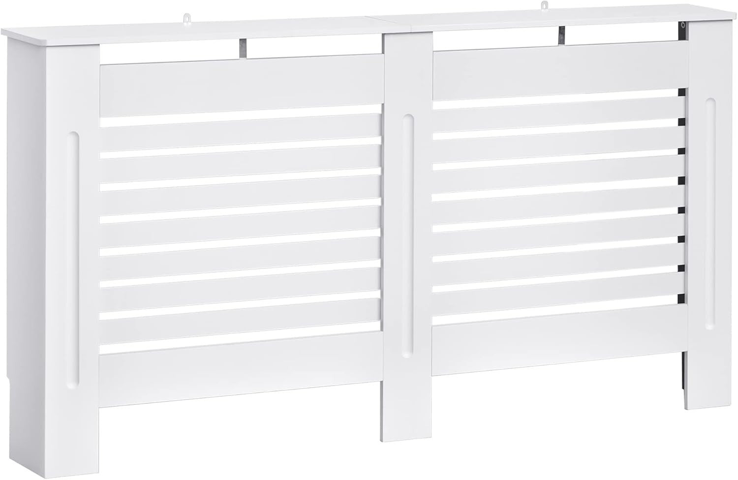 White Radiator Cover Modern MDF Cabinet Horizontal Slats 152x19x81cm
