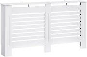 White Radiator Cover Modern MDF Cabinet Horizontal Slats 152x19x81cm