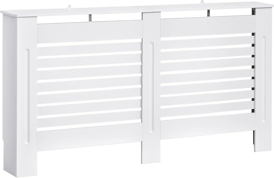 White Radiator Cover Modern MDF Cabinet Horizontal Slats 152x19x81cm
