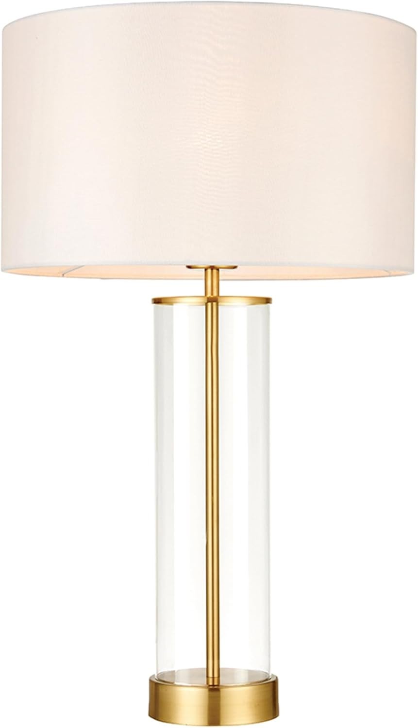 Dimmable Touch Table Lamp White Shade Glass Base Modern Bedside Lighting