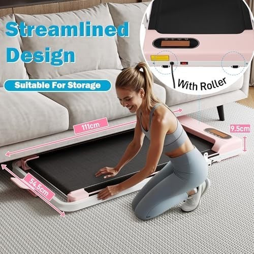 Portable Under Desk Treadmill 1–6km/h Quiet Walking Jogging w/ LED Remote