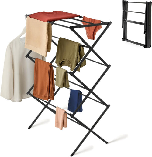 Slimline 3 Tier Clothes Airer Foldable Drying Rack Heavy Duty Indoor Outdoor