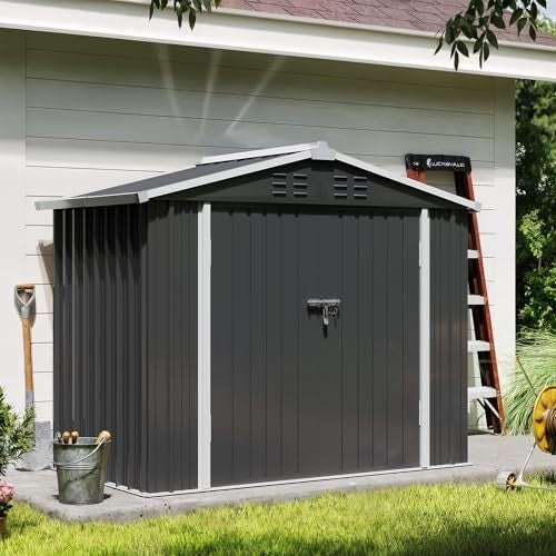 Metal Garden Storage Shed 6x4ft Waterproof Outdoor Tool & Bike Shed with Lock