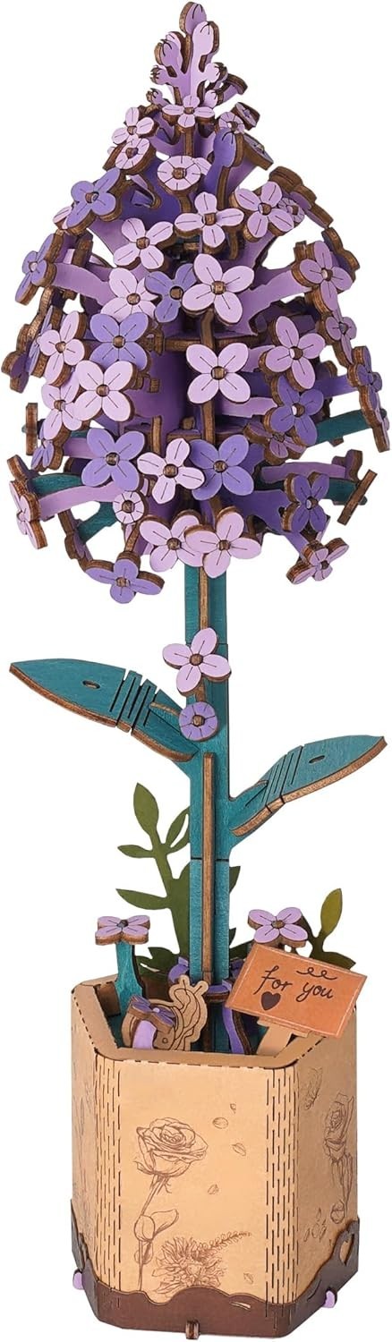 3D Wooden Flower Puzzle Kit for Adults – DIY Bloom Craft Gift Home Décor