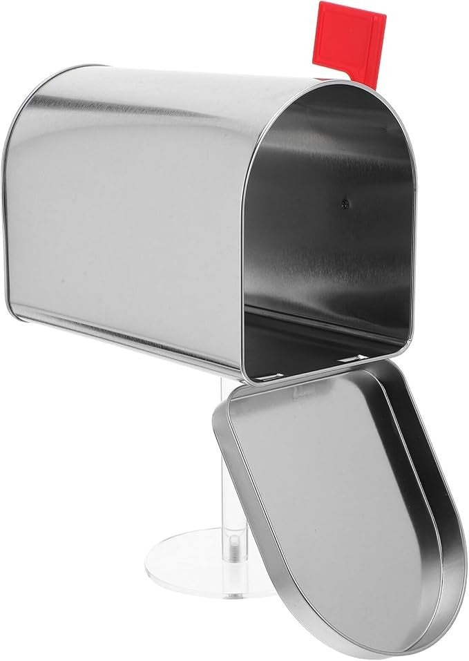Waterproof Silver Mini Mailbox Ornament – Durable Tinplate, Wall Mount, 16x22x9