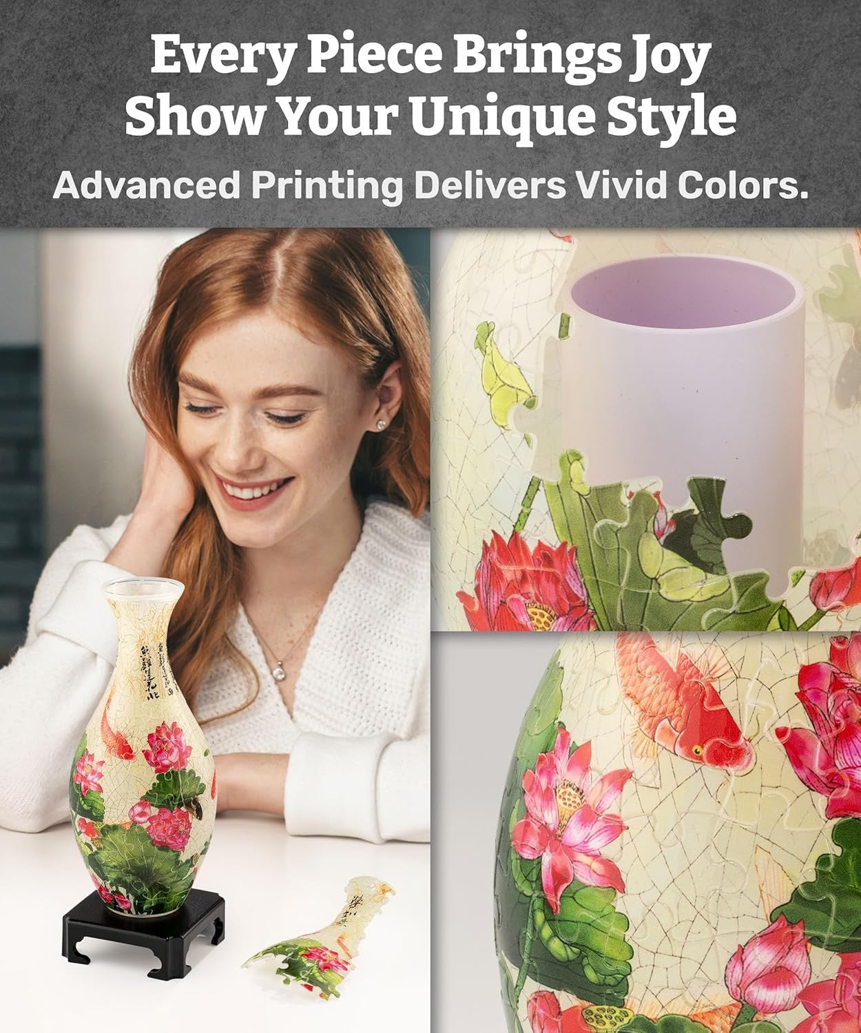 3D Puzzle Flower Vase 160 Piece Translucent Lotus Decorative Home Gift