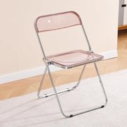 Pink Acrylic Folding Chair Clear Seat Chrome Frame Stackable Vanity Dining
