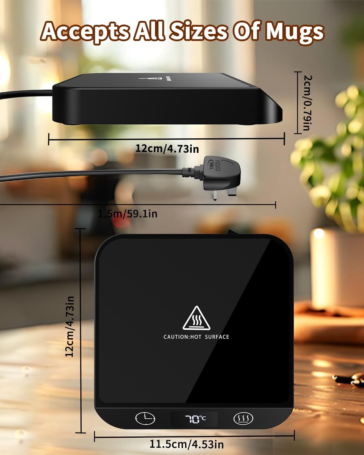 Coffee Mug Warmer 6 Temp LED Display Auto Shut Desk Heater