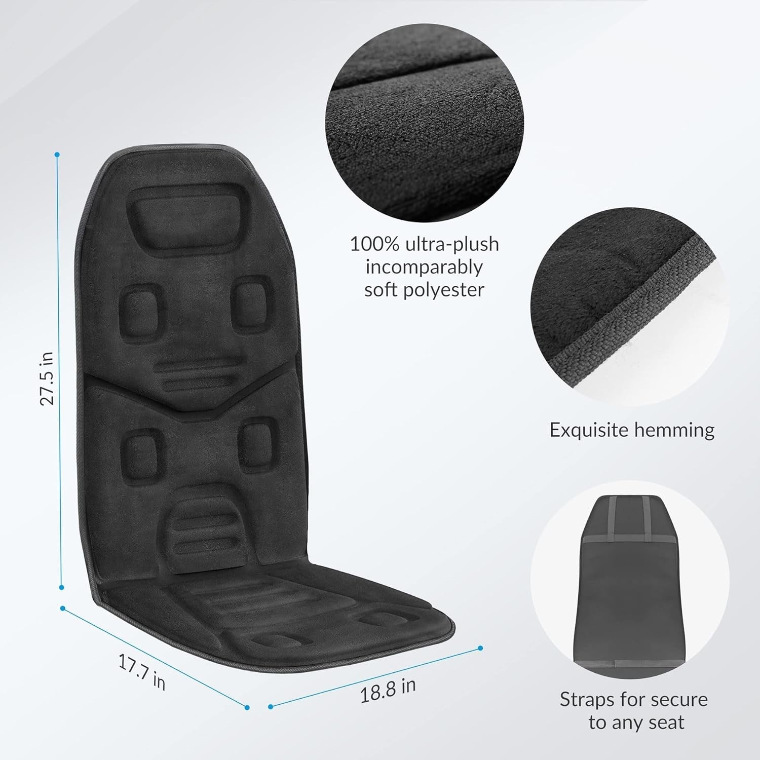 Vibration Back Massager Seat Pad Heat 10-Motor Lumbar Chair Cushion Home Office