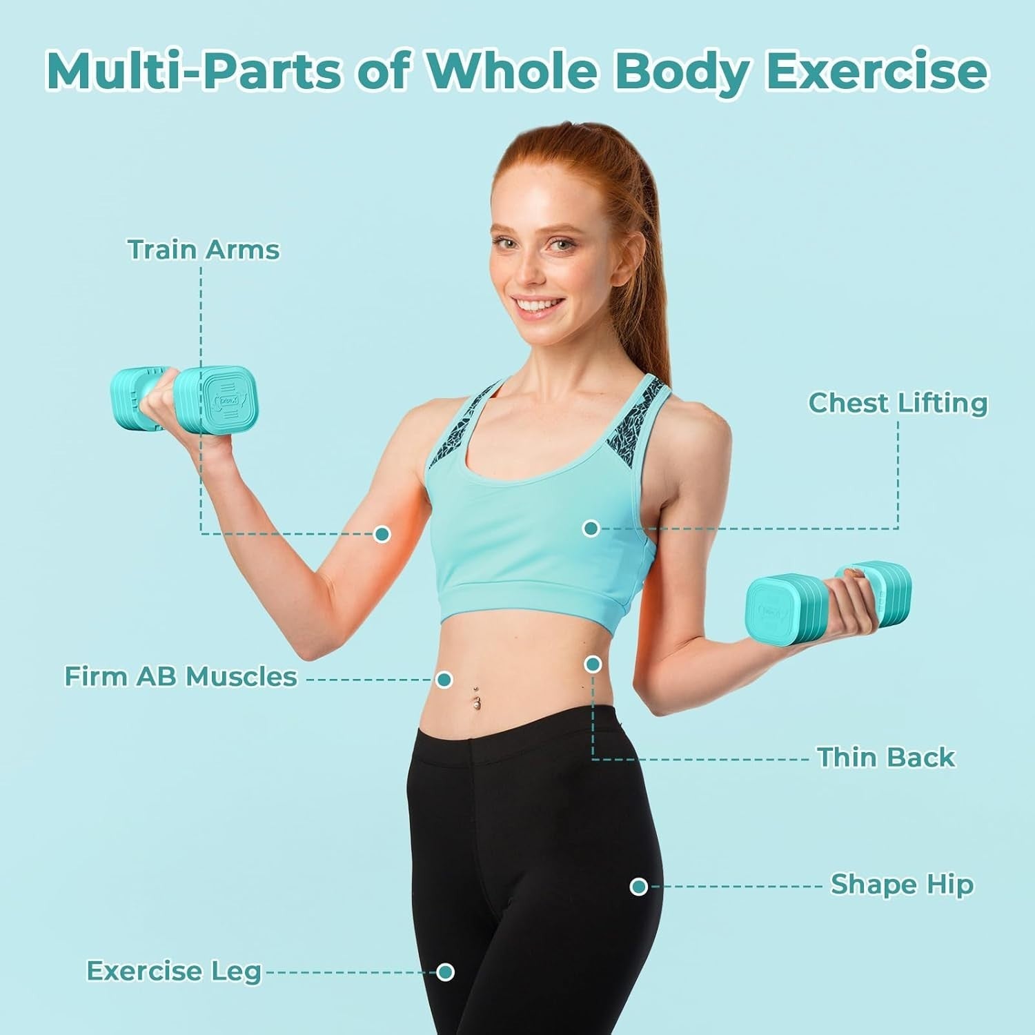 4-in-1 Adjustable Dumbbells 2.5KG Pair Compact Non-Slip Home Workout