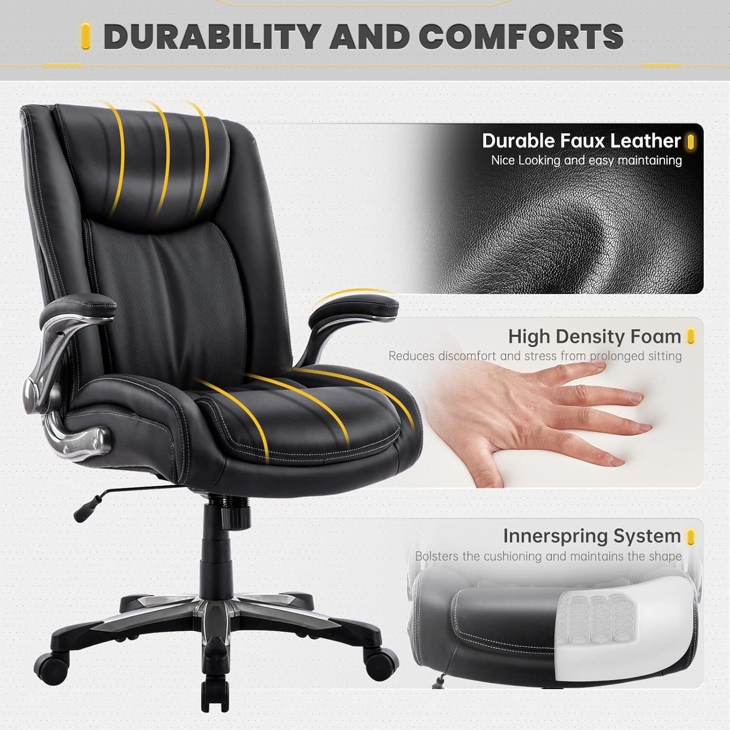 Big & Tall Ergonomic Office Chair Wide Seat Adjustable Height Tilt Brown Home