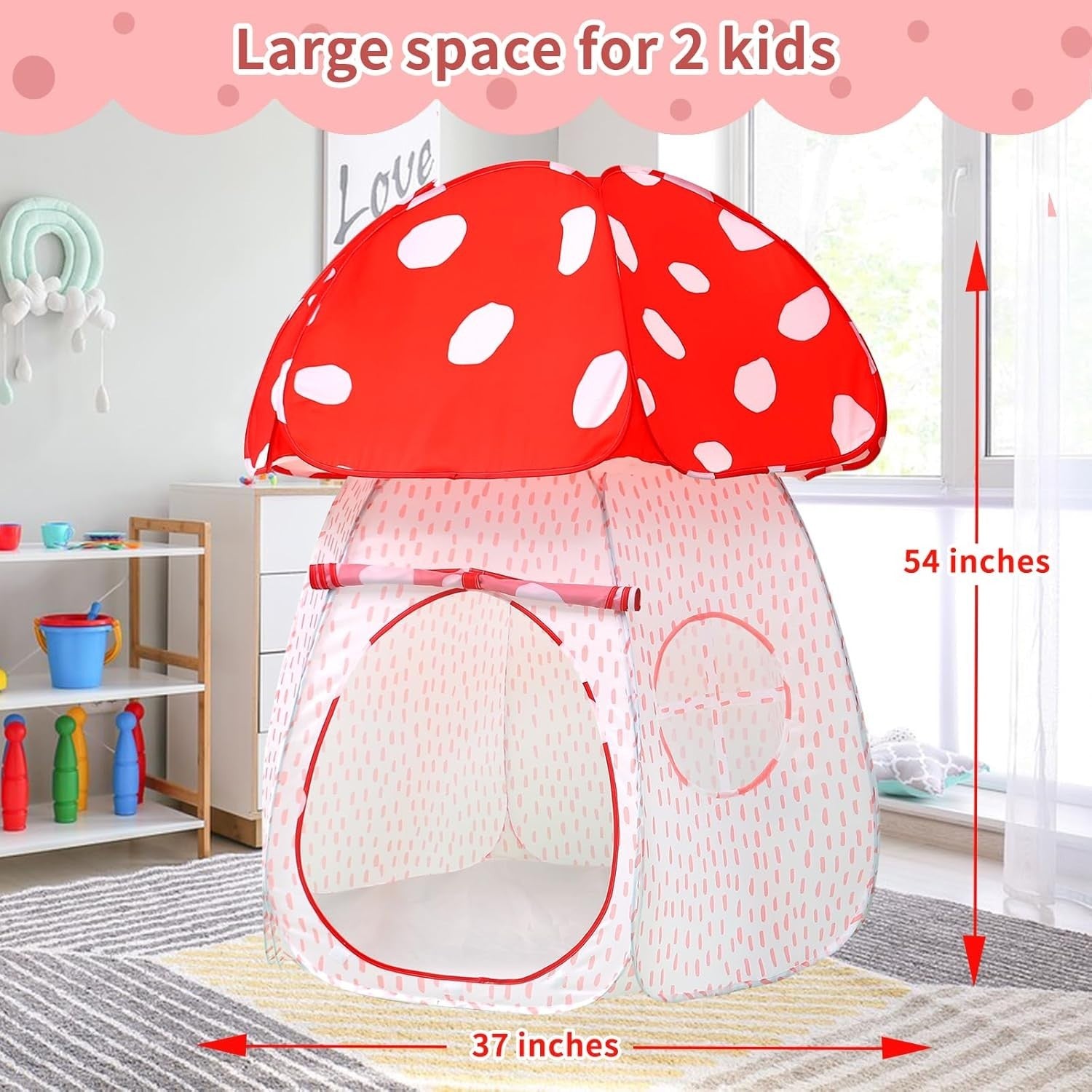 Kids Mushroom Play Tent Pop Up Indoor Outdoor Fairy Playhouse Gift