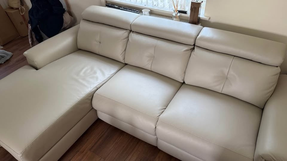 Ivory Leather Air Storage L-Shape Corner Sofa (PTP)