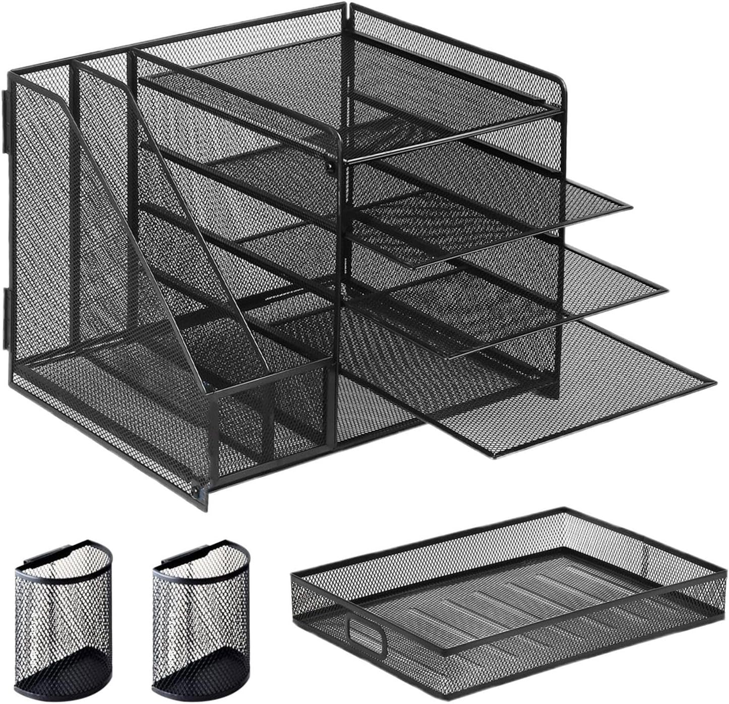 Desktop Organiser with Drawers 5 Tier Mesh File Holder Paper Tray