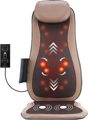 3D Shiatsu Back Massager with Heat Full Back Cushion Adjustable Intensity Brown