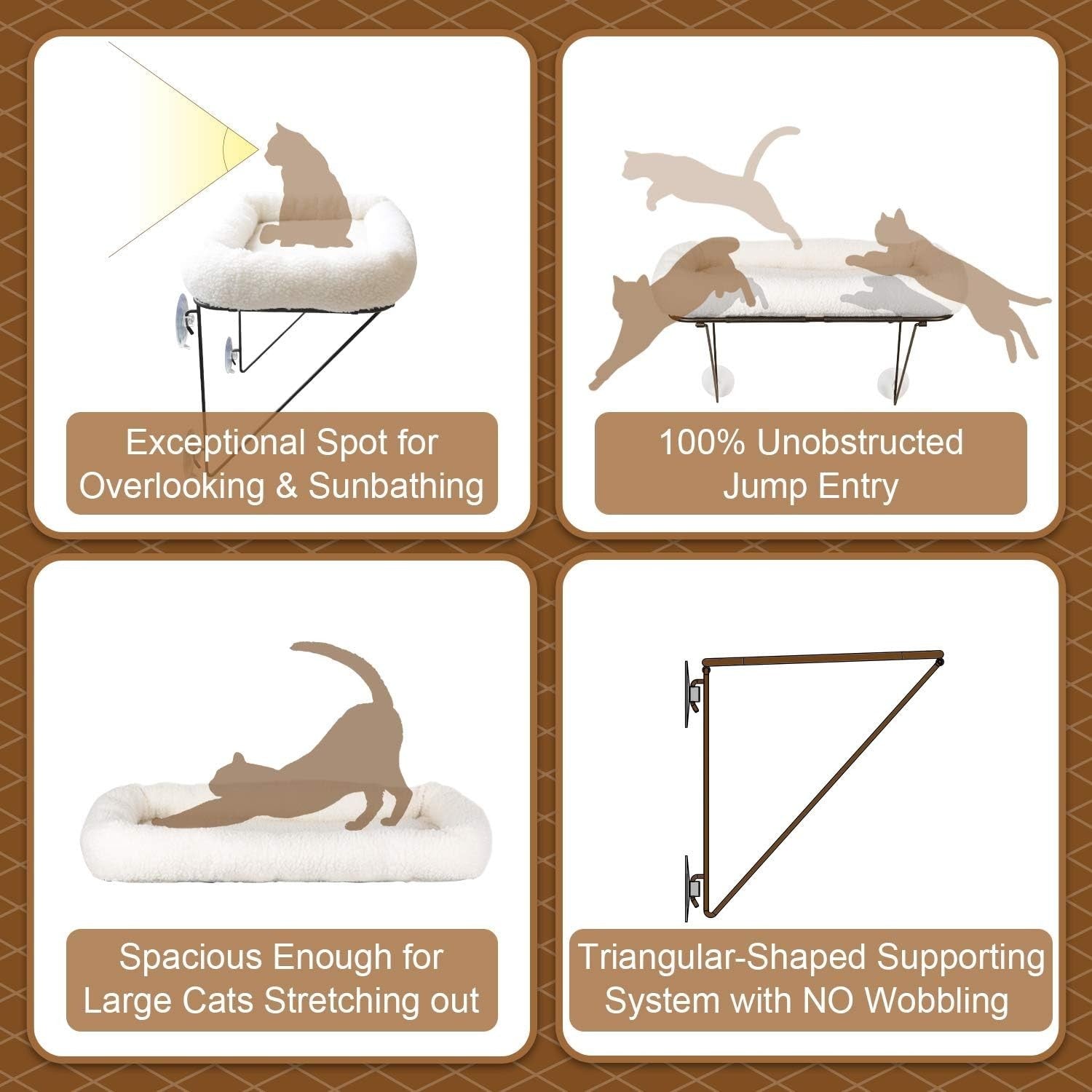 Cat Window Perch Metal Supported Hammock Bed Large Cats Washable