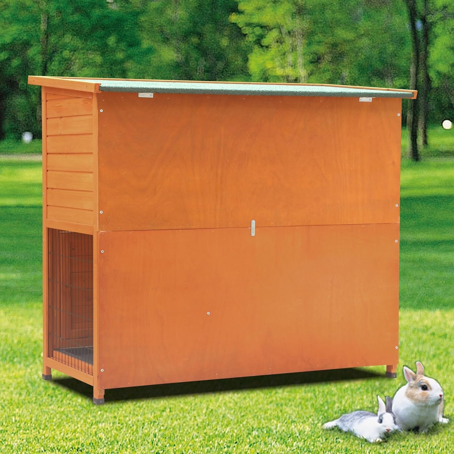 Large 4ft Two Tier Rabbit Hutch Outdoor Double Decker with Trays Ramp