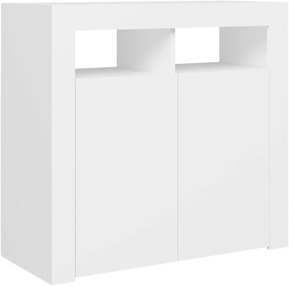White LED Sideboard Cabinet RGB Lights Storage Unit for Living Room**