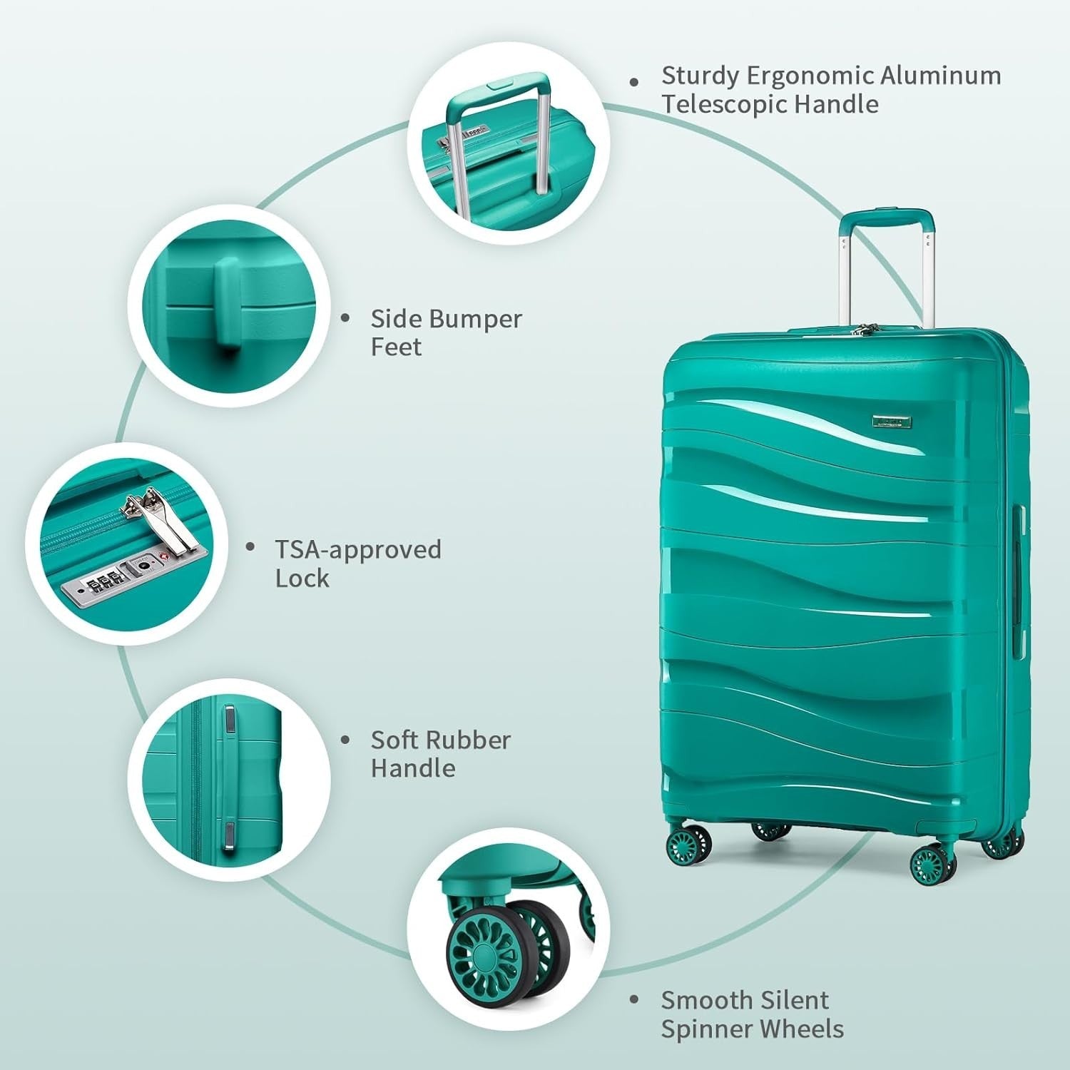 28in Large Check In Suitcase Polypropylene Hard Shell TSA Lock Spinner