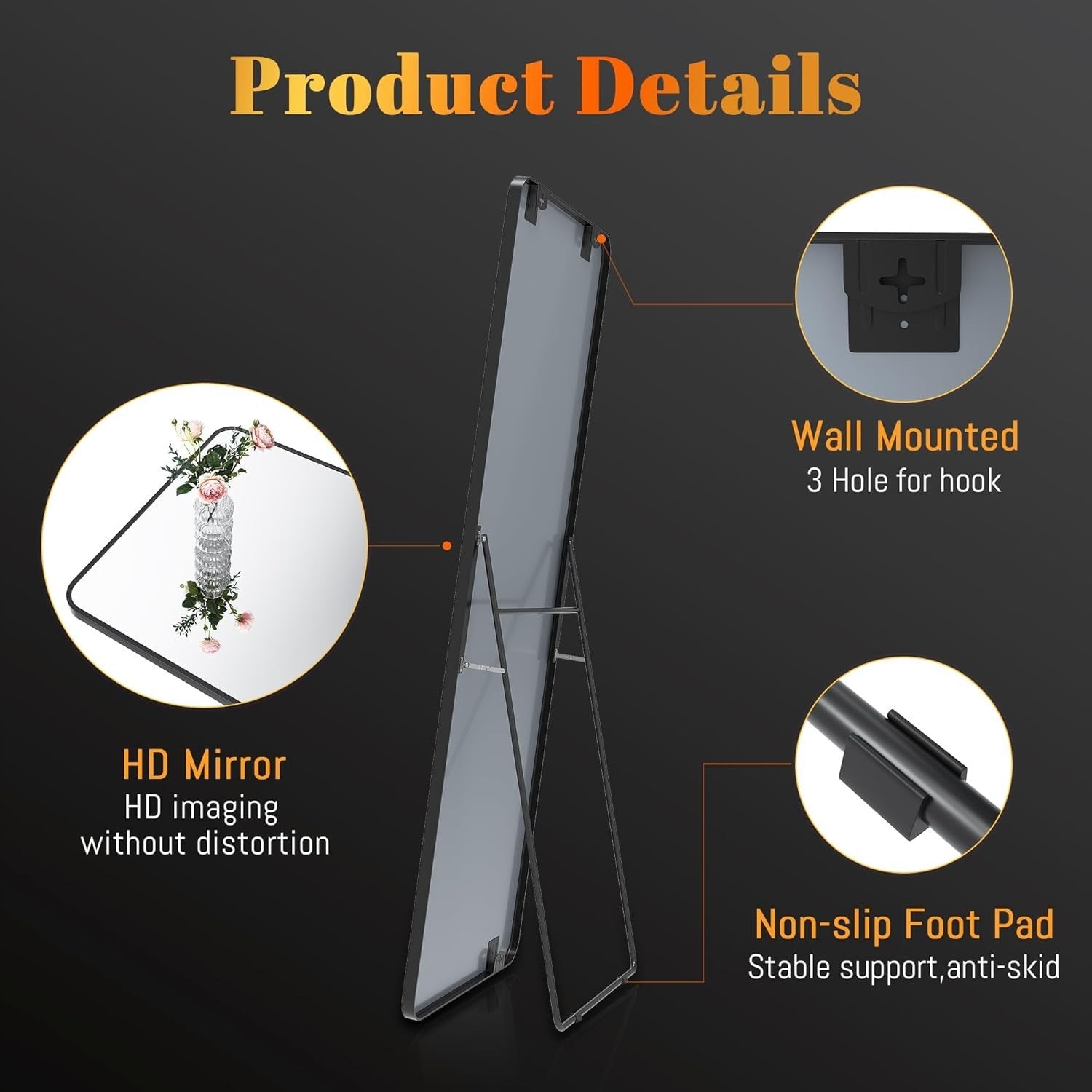 Full Length Mirror 160x60cm Black Frame Wall Leaning Floor Standing