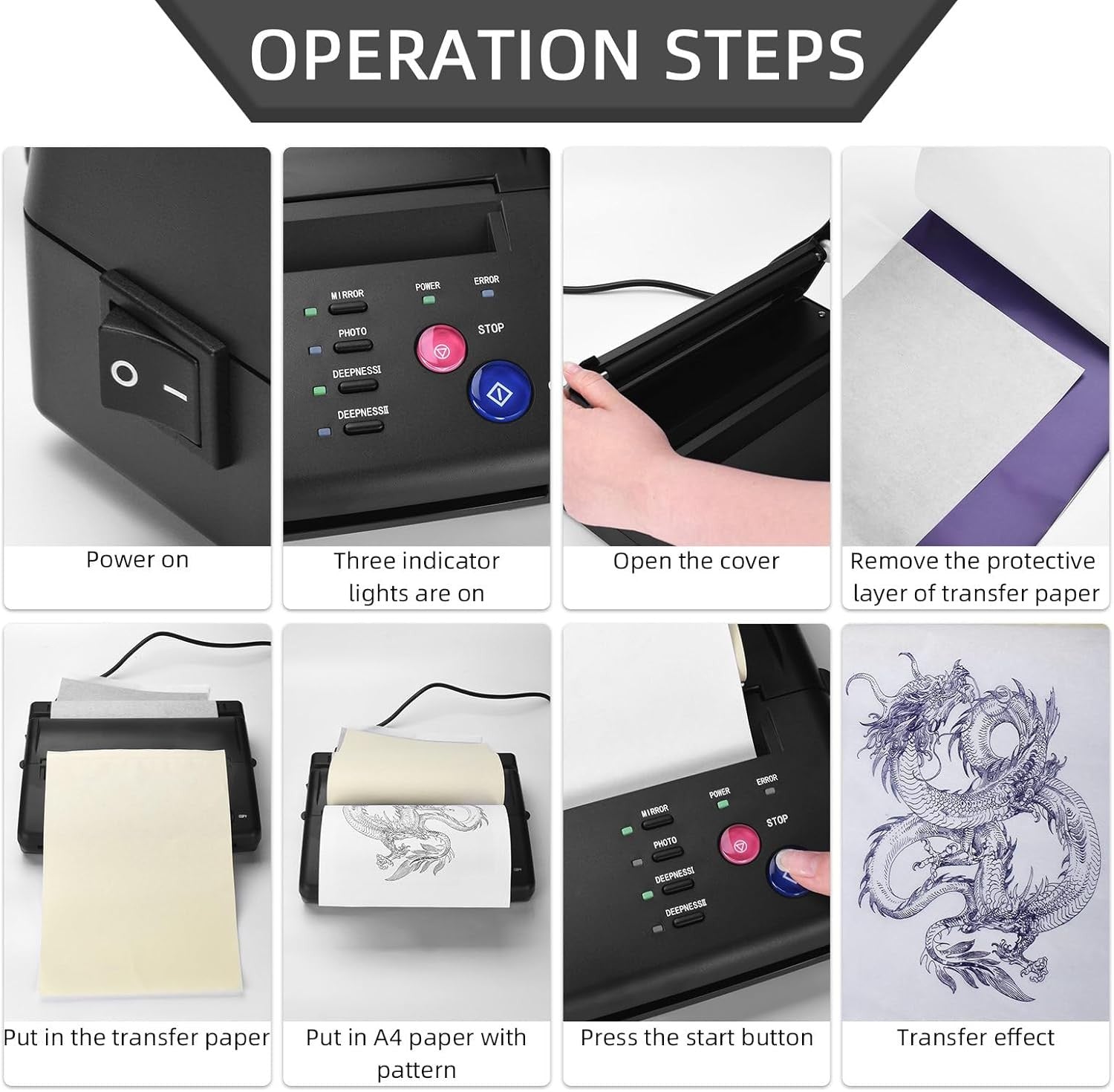 Tattoo Thermal Stencil Printer Copier A4 Transfer Machine USB Black