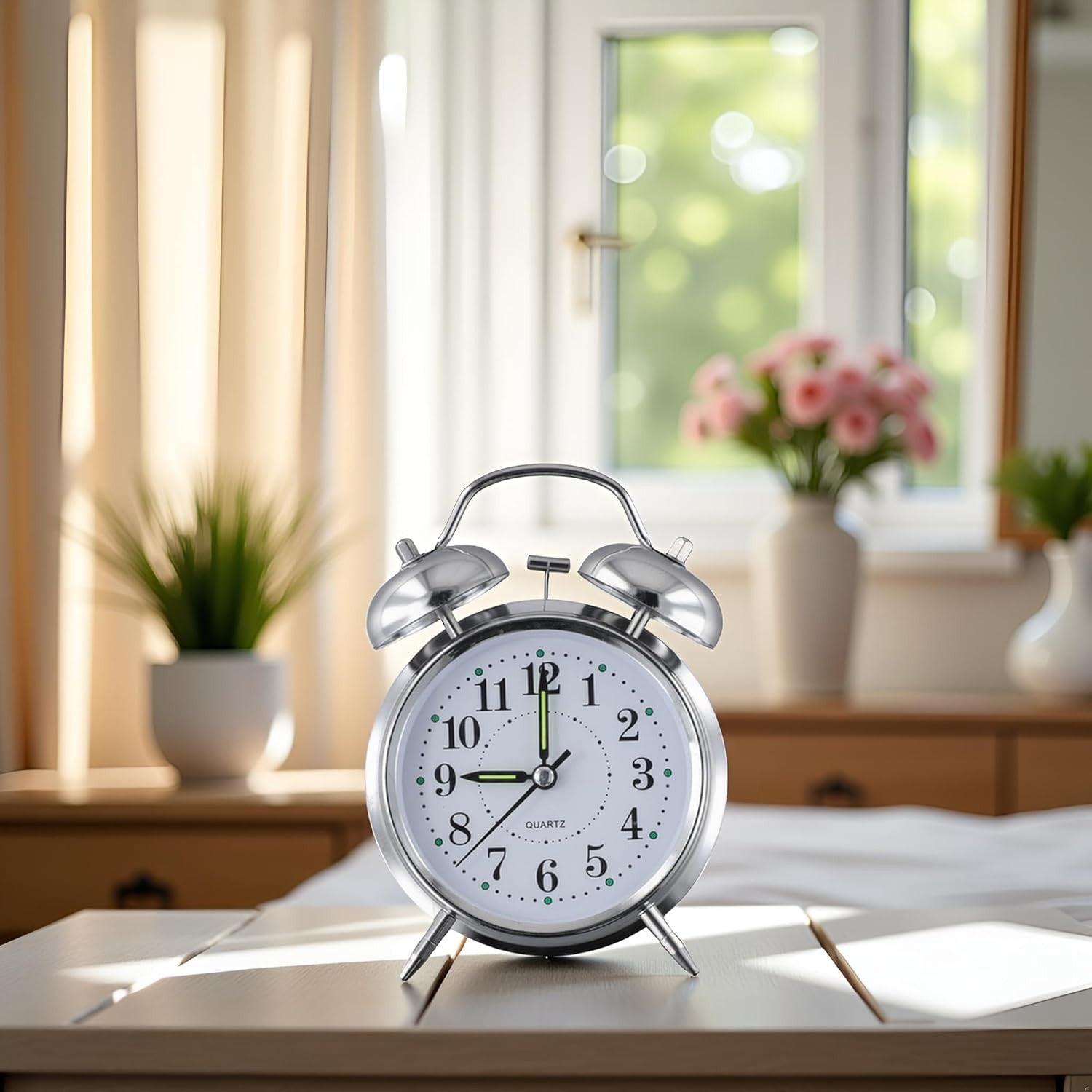 Classic Double Bell Alarm Clock Loud Wind Up Metal Heavy Sleepers 4 Inch