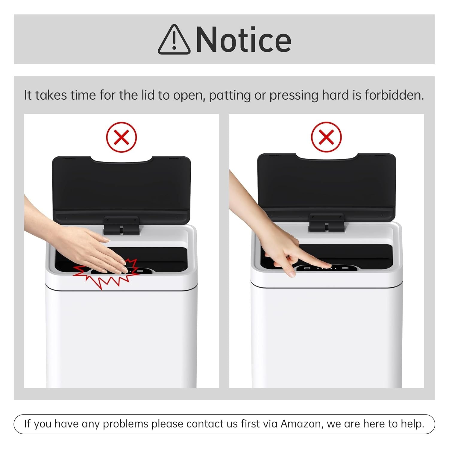 50L Touchless Kitchen Bin Motion Sensor Stainless Steel White