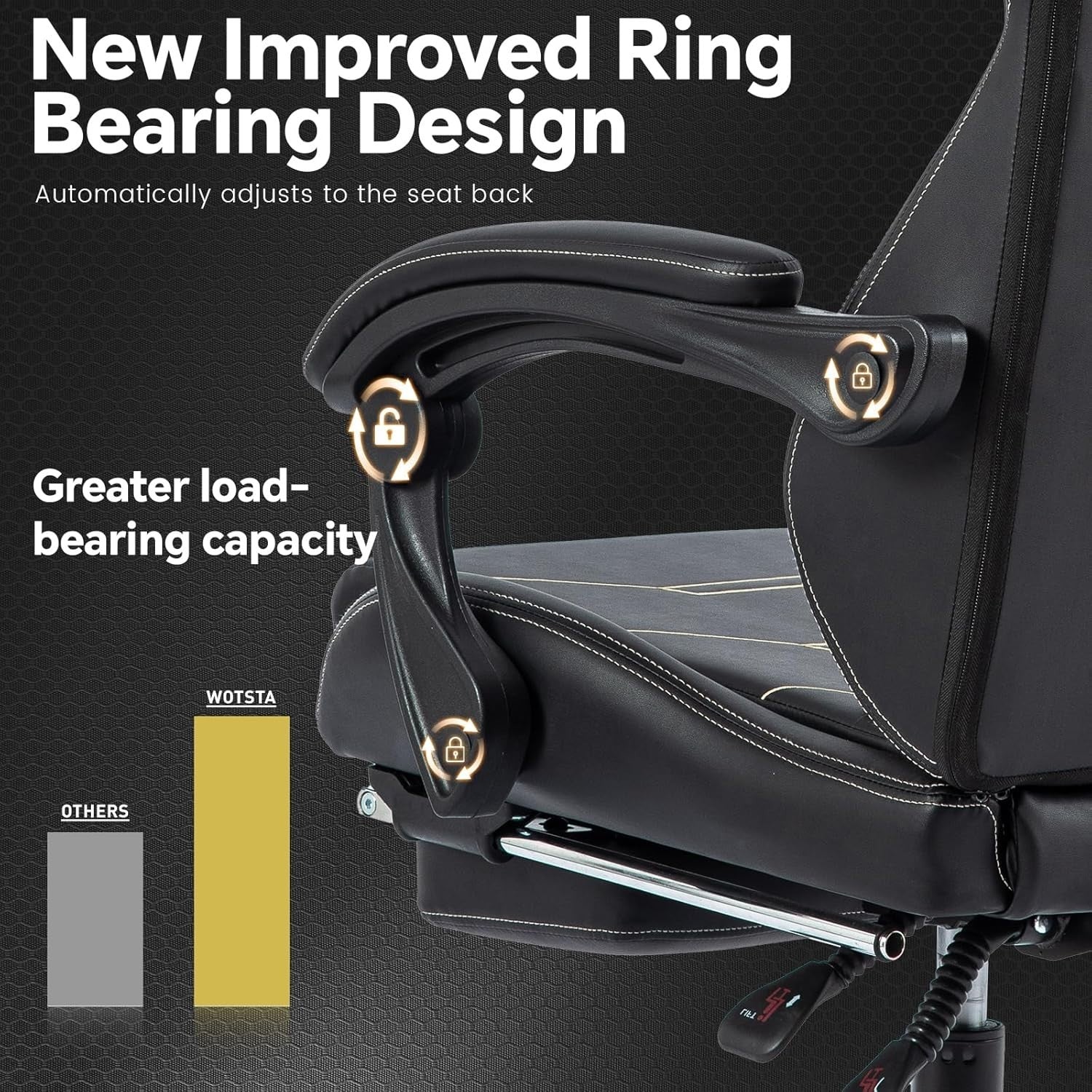 Black Ergonomic Gaming Chair Adjustable Recliner Headrest Footrest 330lbs Suppor