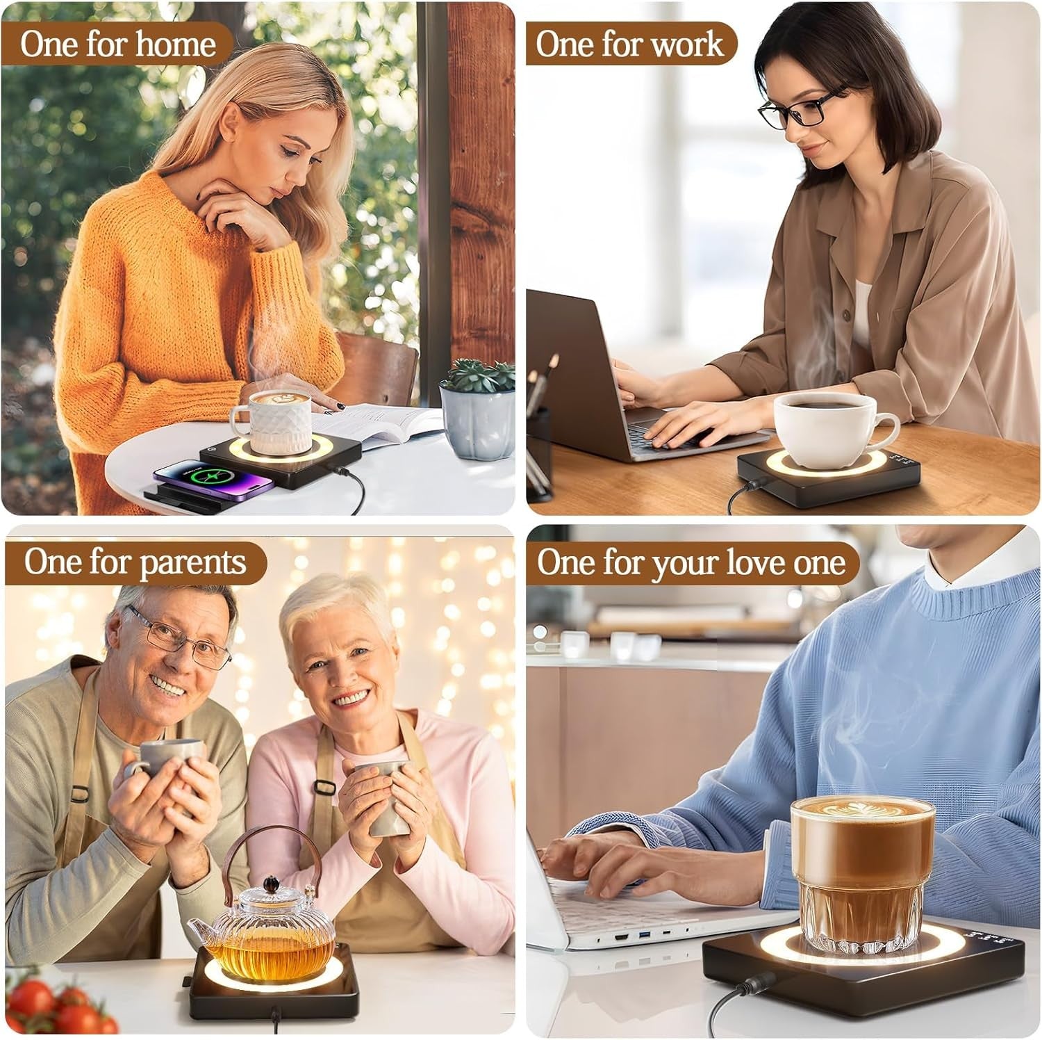 Coffee Mug Warmer 15W 3 Temp Wireless Charger 8H Auto Off