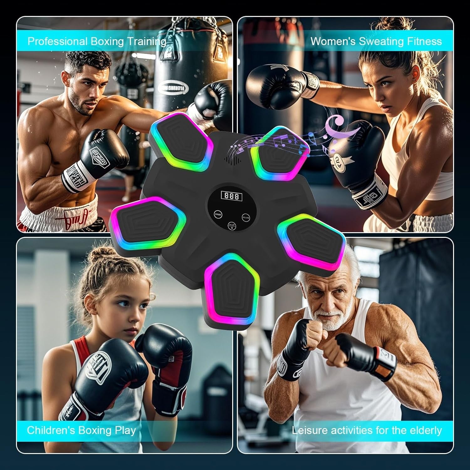 Music Boxing Machine Bluetooth LED Punch Pad Wall Mount Smart Home