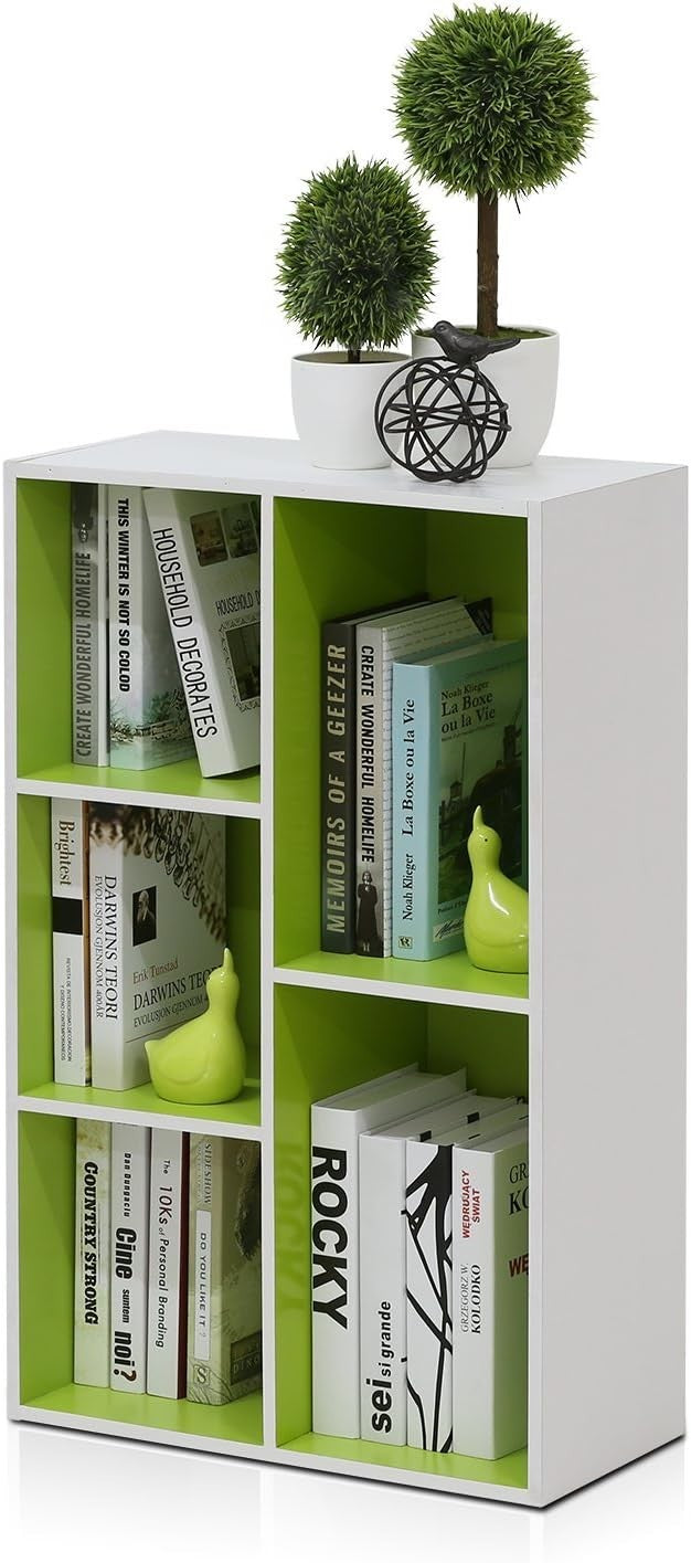5 Cube Bookcase Storage Open Shelf Compact Organizer Bookshelf Display Green