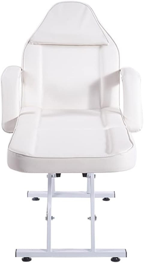 Adjustable 3-Section Beauty Massage Bed w/ Head Cushion & Swivel Stool White