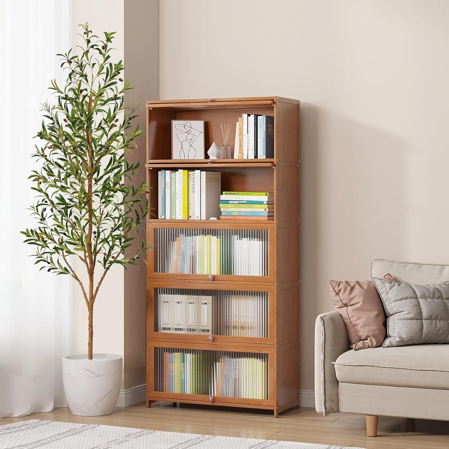 7-ft Artificial Olive Tree 210cm Potted Faux Olive Plant with Fruits Home Decor