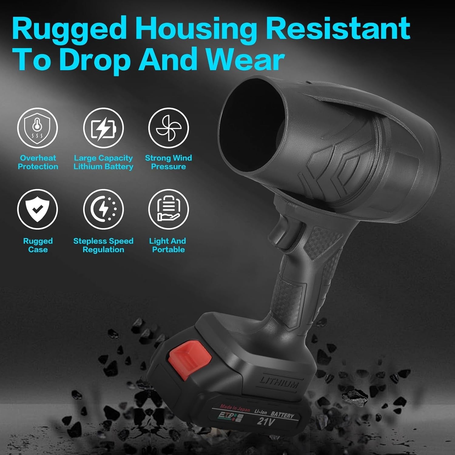 Small Cordless Leaf Blower 38000RPM High Power 21V Battery Handheld