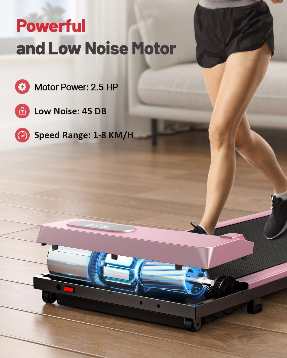 Under Desk Treadmill Walking Pad LED Display Remote 8km/h Compact Home