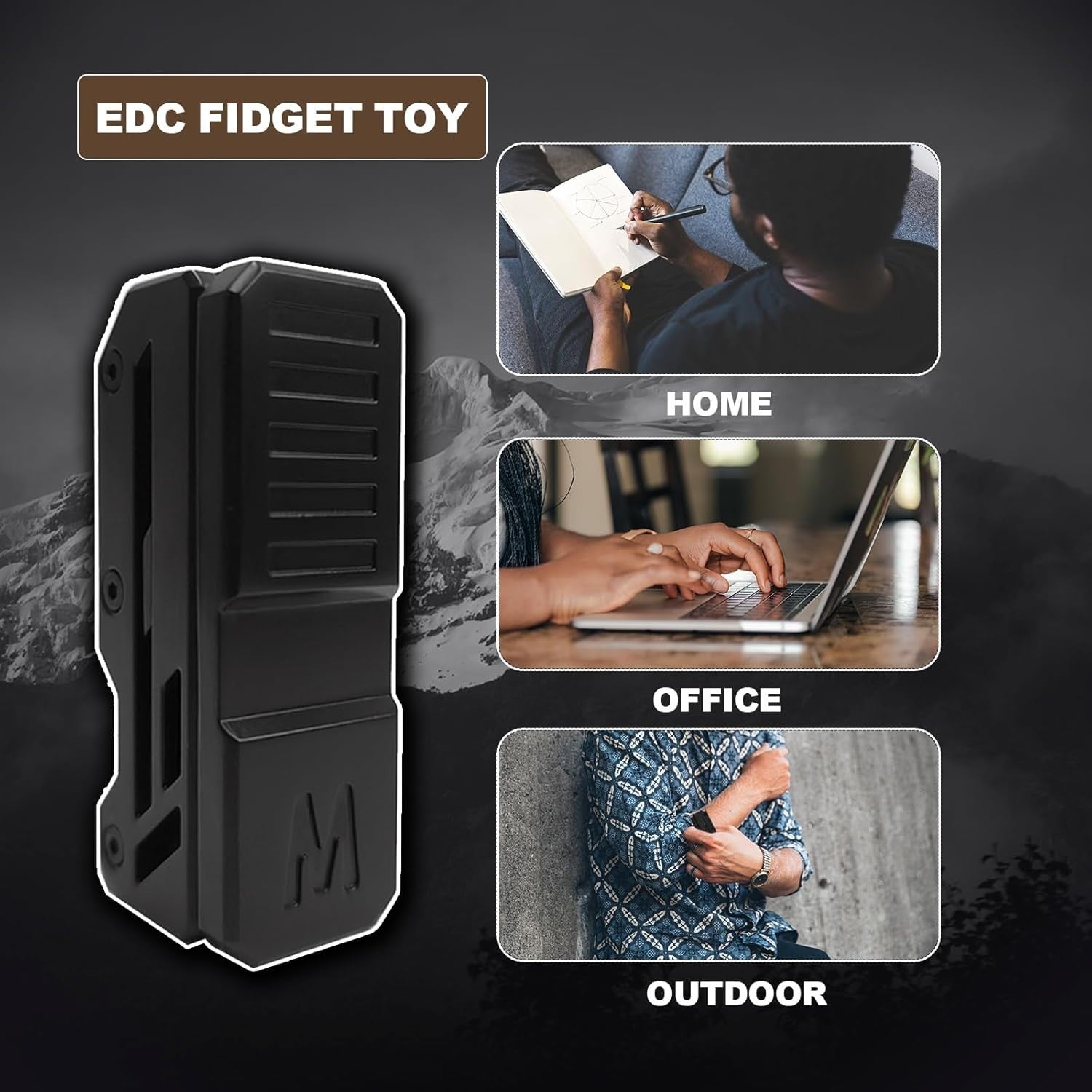 Gen 2 Black Metal Fidget Slider Ratchet Clicker Magnetic EDC Toy