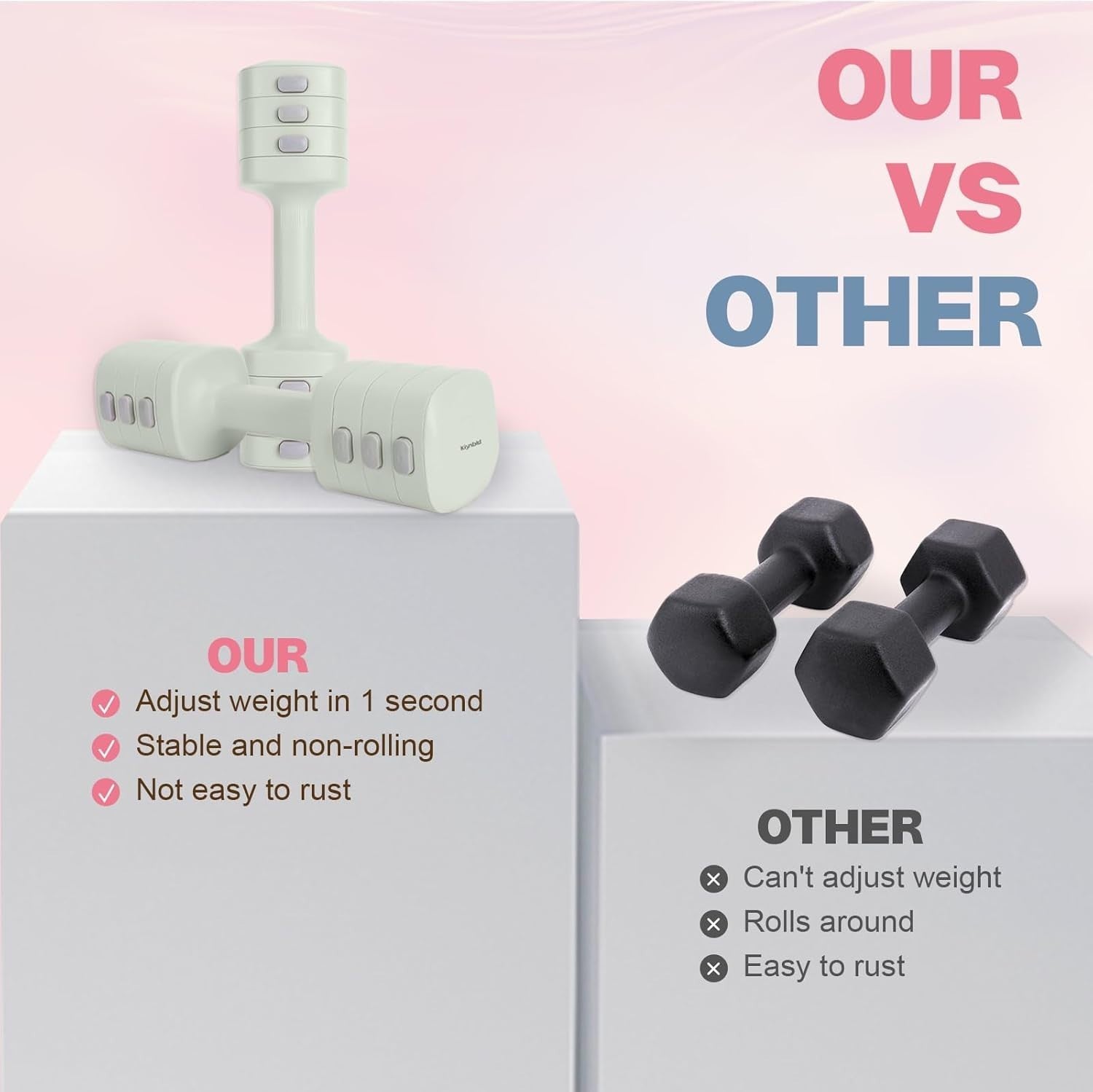 4-in-1 Adjustable Hand Weights 2–5LB Fast Button Non-Slip Dumbbell Set