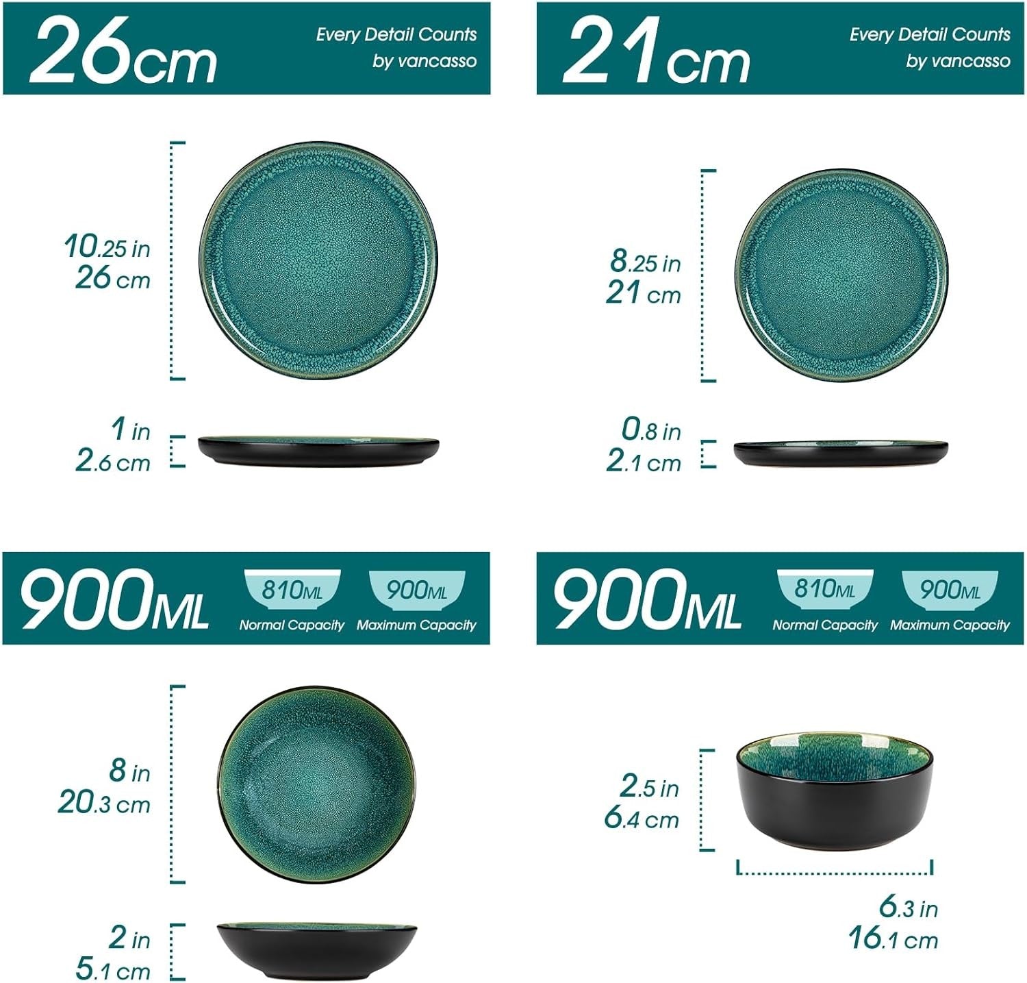 48pc Green Dinner Set Plates Bowls Stoneware Reactive Glaze Service for 12