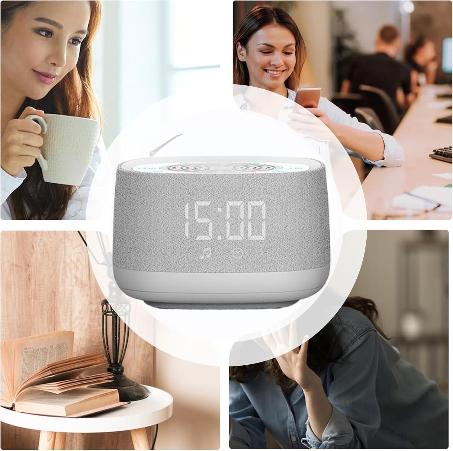 Wireless Sleep Sound Machine with White Noise & Night Light, White