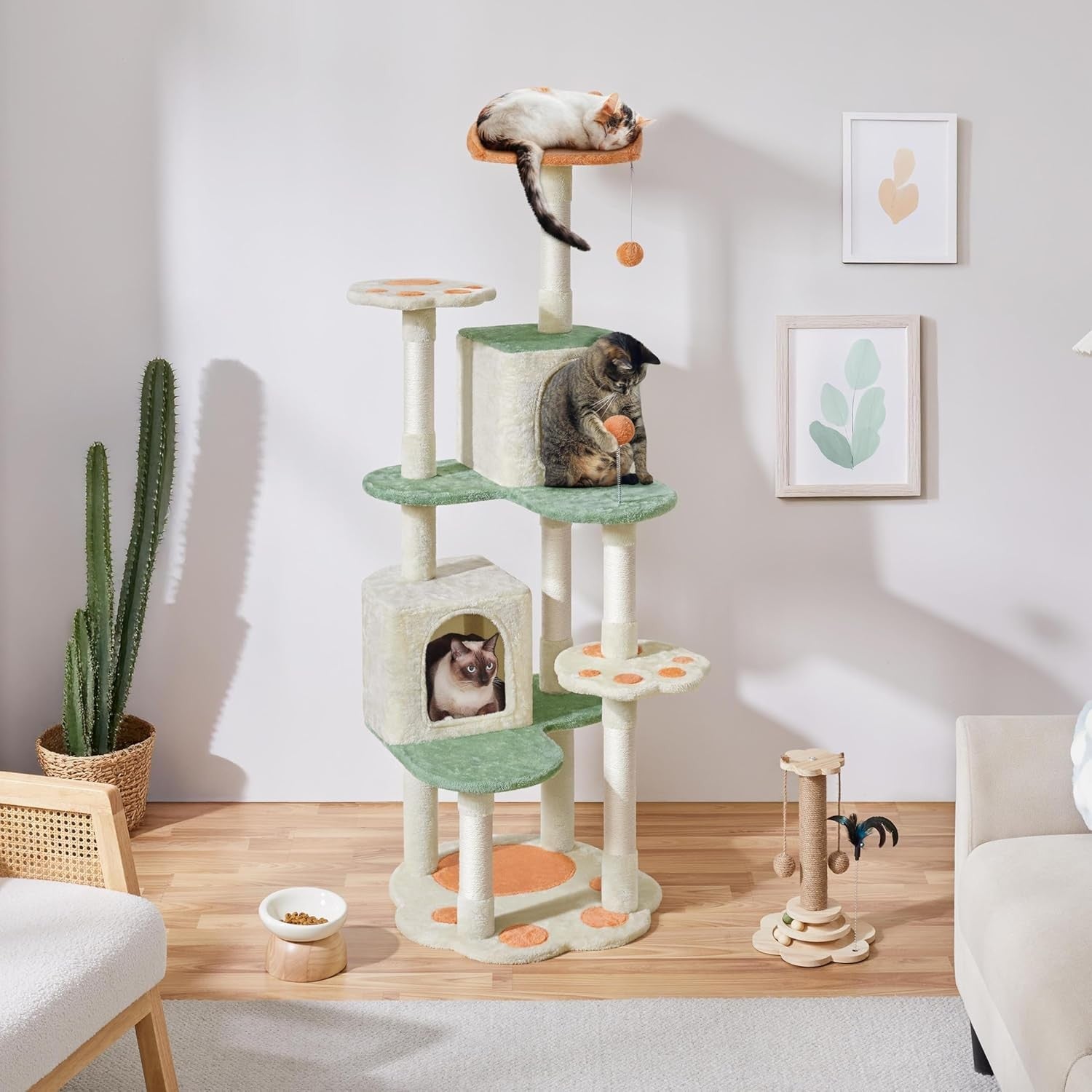 Cat Tree 165cm Tall Tower With Condo Scratching Posts Perches & Hanging Toys