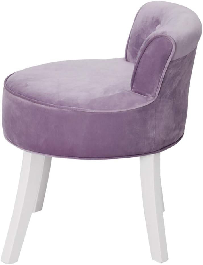 Purple Velvet Low Back Dressing Table Stool with Wooden Legs