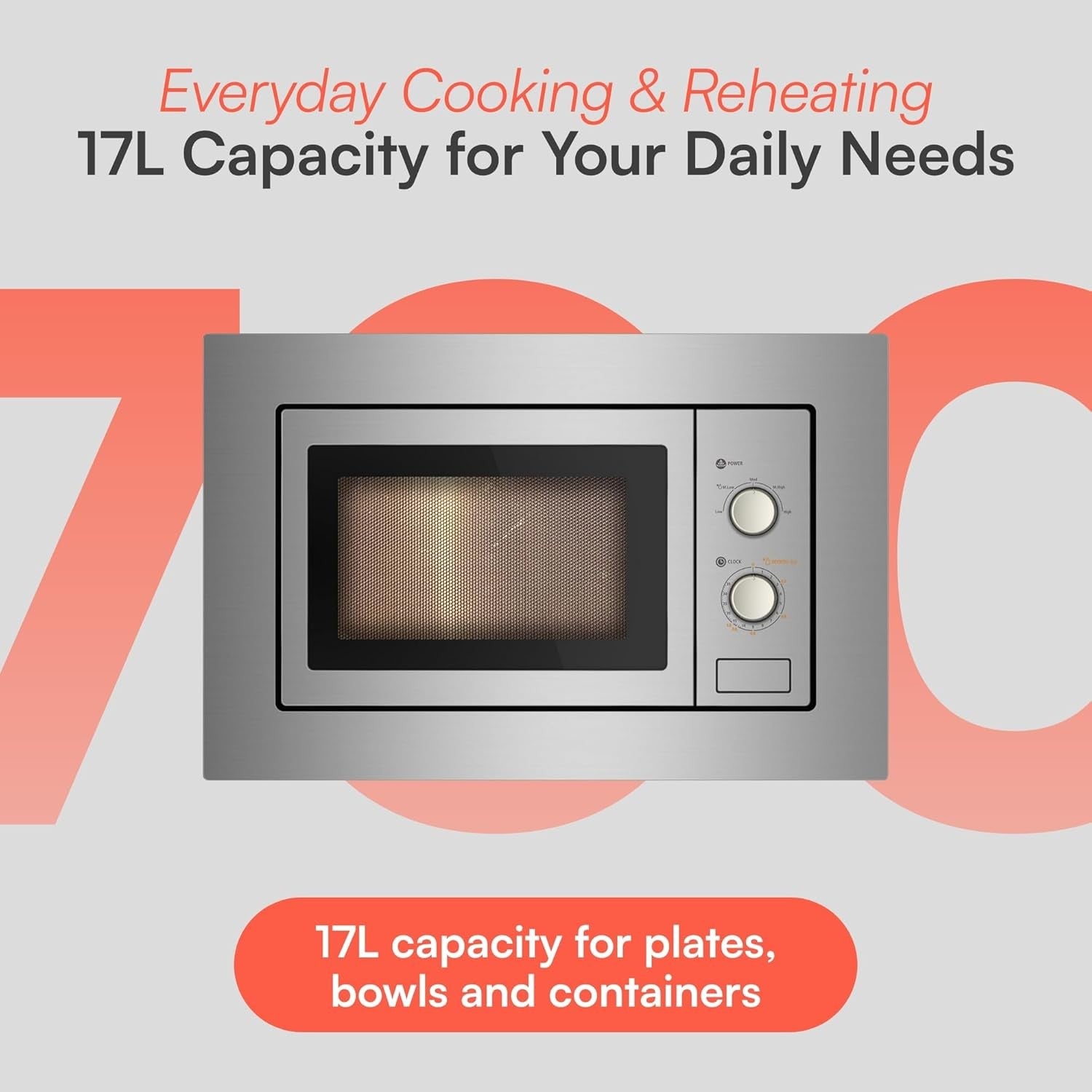Cookology 17L Built-in Microwave Stainless Steel Integrated Frame Trim